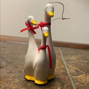 Charming Goose Figurine Christmas ornament 5”ceramic